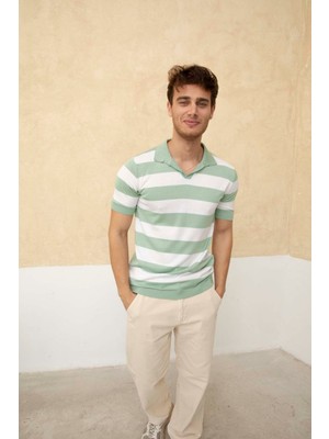 Cool Tarz Renk Bloklu Polo Yaka Triko T-Shirt