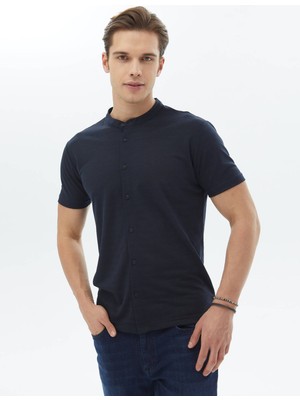 Kip Lacivert Düz Regular Fit Casual Gömlek