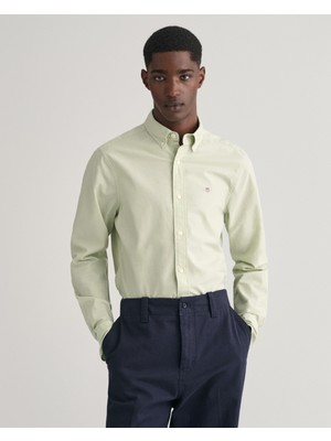 Gant Erkek Yeşil Slim Fit Düğmeli Yaka Broadcloth Gömlek 3000102.345