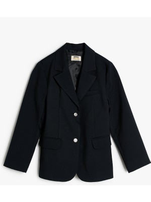 Koton Blazer Ceket Klasik Yaka Cep Detaylı Uzun Kollu Düğmeli