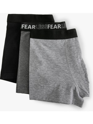 Koton 3'lü Boxer Seti Slogan Baskılı Çok Renkli Pamuklu