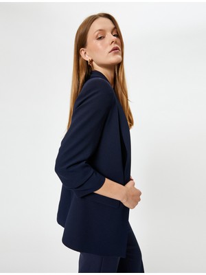 Koton Kruvaze Blazer Ceket 3/4 Kol Ters Yaka Kapaklı Cep Detaylı