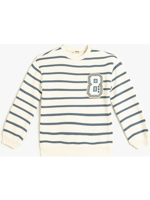 Koton Sweatshirt Uzun Kollu Bisiklet Yaka Aplike Detaylı