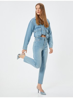 Koton Yüksek Bel Kot Pantolon Slim Fit Düz Paça Pamuklu - Eve Slim Jean