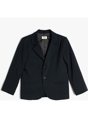 Koton Blazer Ceket Klasik Yaka Cep Detaylı Uzun Kollu Düğmeli