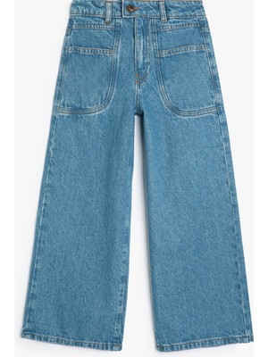 Koton Geniş Paça Kot Pantolon Cepli Pamuklu - Wide Leg Jean