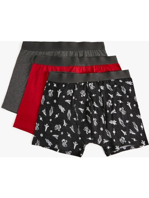 Koton 3'lü Boxer Seti Basic ve Uzay Baskılı Pamuklu
