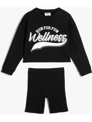 Koton Sweatshirt ve Şort Seti Ikili Pamuklu