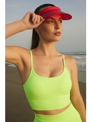 Jerf Gela Neon Yeşil Ayar Askılı Sport Bra Kadın İçin Rahat Kesim ve Nefes Alabilir Kumaş
