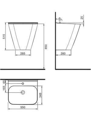 Bien Dante Monoblok Lavabo 55 cm Batarya Delikli