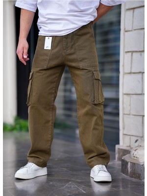 Cool Tarz Erkek Kargo Cep Baggy Pantolon Haki Rengi