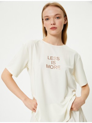 Koton Spor Tişört Slogan Baskılı Bisiklet Yaka Relax Fit Kısa Kollu