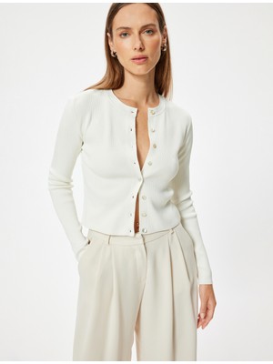 Koton Triko Hırka Yuvarlak Yaka Düğmeli Uzun Kollu