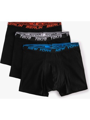 Koton 3'lü Boxer Seti Slogan Baskılı Pamuklu