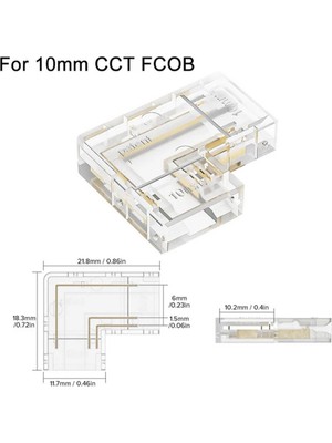 Cata 4 Adet Şeffaf L Şekli Kapak Konnektörleri 3pin Cct Fcob 10MM LED Şerit Işıklar Lehimsiz Bağlantı