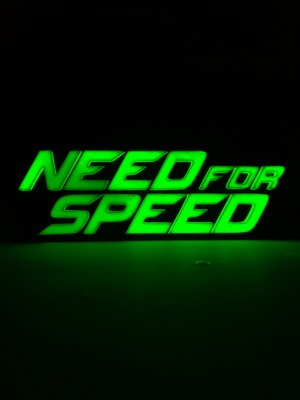 Domini Need For Speed - Rgb LED Işıklı 3 Boyutlu Tabela - 20CM x 7cm x 2cm (Bluetooth Kontrollü)