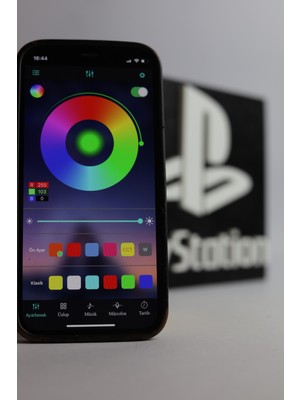 Domini Playstation - Rgb LED Işıklı 3 Boyutlu Tabela - 20CM x 16CM x 2cm (Bluetooth Kontrollü)