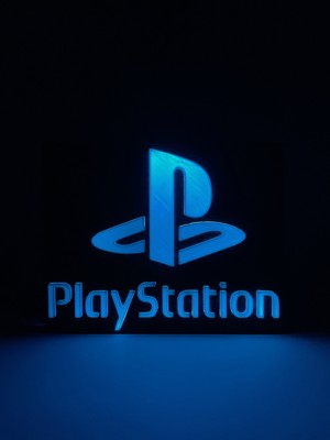 Domini Playstation - Rgb LED Işıklı 3 Boyutlu Tabela - 20CM x 16CM x 2cm (Bluetooth Kontrollü)