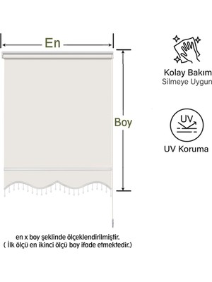 Binbir Perde Boncuklu Krem Stor Perde