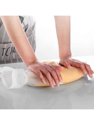 Sinerjim Orta Hamur Torbası Silikon Şeffaf Hamur Yoğurma Torbası Ekmek Makarna Mantı  Hamuru Kolay Yo