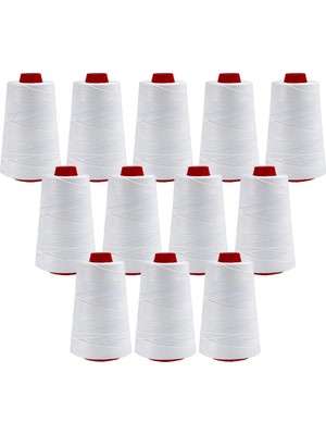 FDM Çuval Ağzı Dikiş Makinesi İpi 5 Kat Beyaz %100 Polyester Konik Makara Çuval ve Torba Ağzı Kapatma İpliği 12 Adet