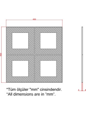 Tncn Mobilya Ortaköy Model 40X40 Dekoratif Mdf Duvar Paneli , 3D Ahşap Duvar Sanatı 7 Adetli