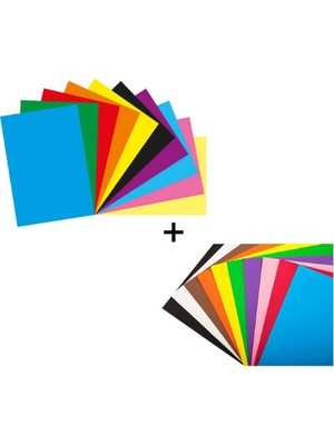 Glanart 10 Adet A4 Boy El İşi Kağıdı + 10 Adet 25X35 cm Fon Kartonu Renkli Çeşitler