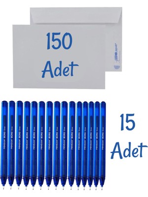 Glanart Düğün, Para Takı Zarfı Ağzı Yapışkanlı 150 Adet ve 15 Adet Tükenmez Kalem