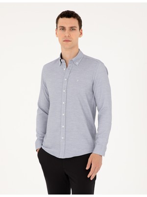 Pierre Cardin Erkek Lacivert Slim Fit Uzun Kollu Gömlek 50291042-VR033