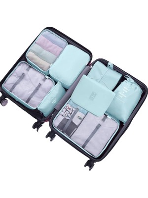 Deming 8 Parçalı Seyahat Organizer, Valiz Düzenleyici, Tatil ve Seyahat Için Bavul Organizer, Packing Cubes Seti Travel Organizer, Organizer Çanta - Mavi Göl (Yurt Dışından)