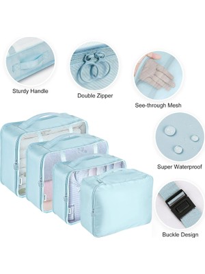 Deming 8 Parçalı Seyahat Organizer, Valiz Düzenleyici, Tatil ve Seyahat Için Bavul Organizer, Packing Cubes Seti Travel Organizer, Organizer Çanta - Mavi Göl (Yurt Dışından)