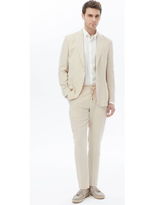 Kip Bej Düz Modern Fit Takım Elbise