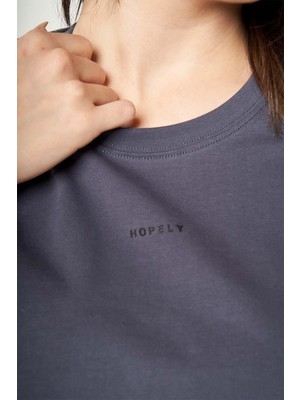 Hopely Cyan And Black Oversized T-Shirt