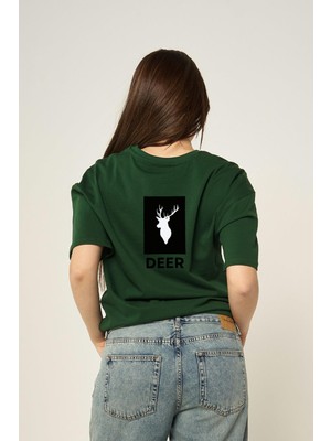 Hopely Black Minimal Deer Oversized T-Shirt