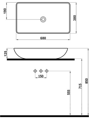 Newarc Domino Tezgah Üstü Lavabo 5019