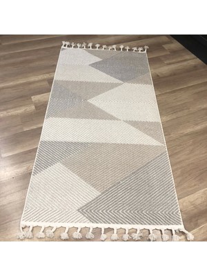 Bej & Gri Geometrik Desenli Iskandinav Halı - Yumuşak Ve Konforlu Salon Halısı- Hoom Rugs Bohho Bh09