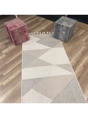 Bej & Gri Geometrik Desenli Iskandinav Halı - Yumuşak Ve Konforlu Salon Halısı- Hoom Rugs Bohho Bh09