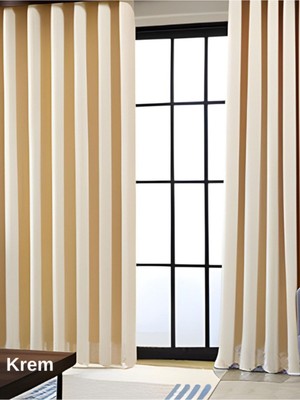 Mebelport Curtain Blackout Karartma 1/2 Pileli Fonluk Bej Renk