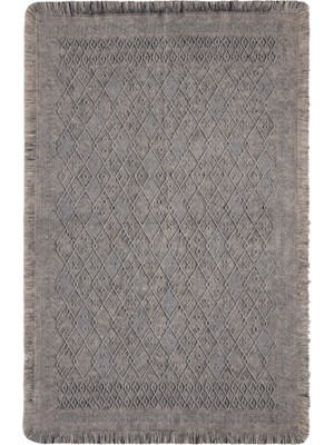 Carpetrium Home Antique Prm Stone - Dört Tarafı Saçaklı Pamuklu Yıkanabilir Kilim