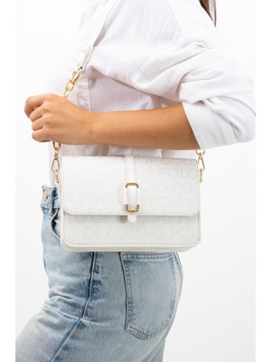 Impolo Şiva Beyazempirme Baskı Kadın Omuz ÇANTASI18X23 Ebatında