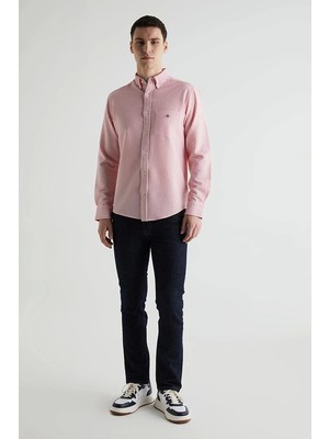 Gant Erkek Pembe Regular Fit Klasik Yaka Çizgili Gömlek