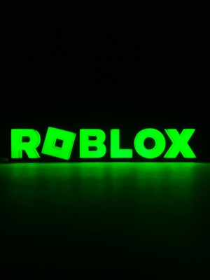 Domini Roblox - Rgb LED Işıklı 3 Boyutlu Tabela - 20CM x 4cm x 2cm (Bluetooth Kontrollü)