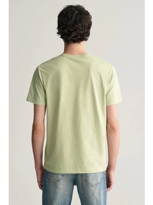 Gant Erkek Yeşil Regular Fit Bisiklet Yaka Logolu T-Shirt