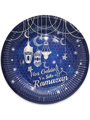 Parti Dükkanım Hoş Geldin Ramazan Tabak Mavi 8 Adet