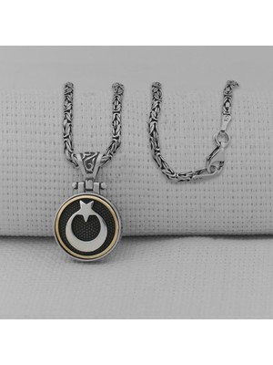 Takıhan Ay Yıldız Ortası Dönen 925 Ayar Gümüş Kolye