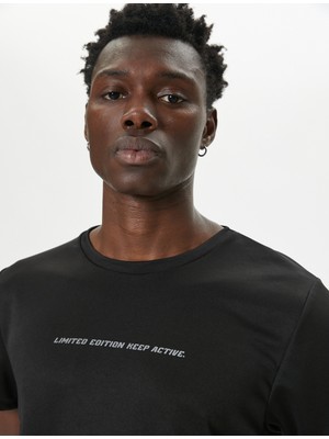 Koton Spor T-Shirt Slogan Baskılı Kısa Kollu Bisiklet Yaka