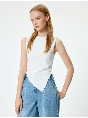 Koton Straplez Bluz Kolsuz Drapeli Slim Fit