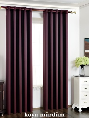 MebelPord Curtain Blackout Karartma 1/2 Pileli Fonluk  Mürdüm Renk