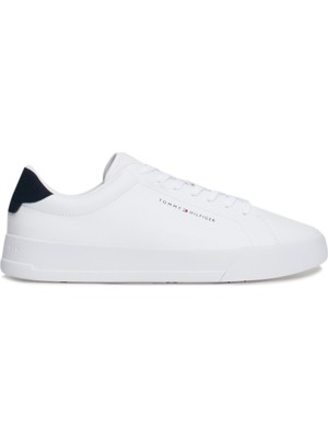 Tommy Hilfiger Th Court Leather Graın Es Beyaz Erkek Sneaker