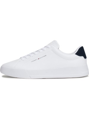 Tommy Hilfiger Th Court Leather Graın Es Beyaz Erkek Sneaker